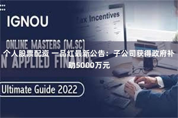 个人股票配资 一品红最新公告：子公司获得政府补助5000万元